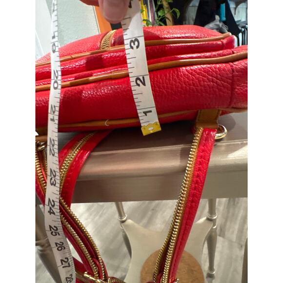 Valentina Red & Gold Leather Backpack Purse - Picture 12 of 12